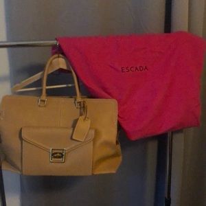 Escada XL Structured Italian leather satchel bag